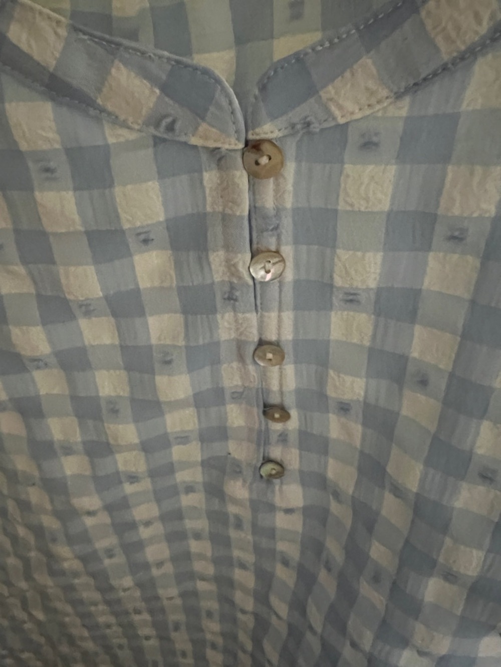 Cotton Bleu Light Blue Gingham Sleeveless Top - Picture 4 of 4